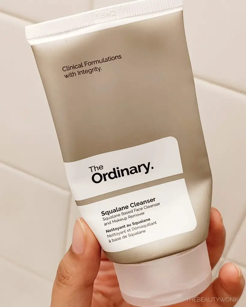 empty tube of the ordinary squalane cleanser